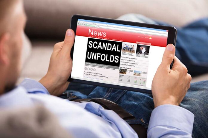 Person reading news website on tablet