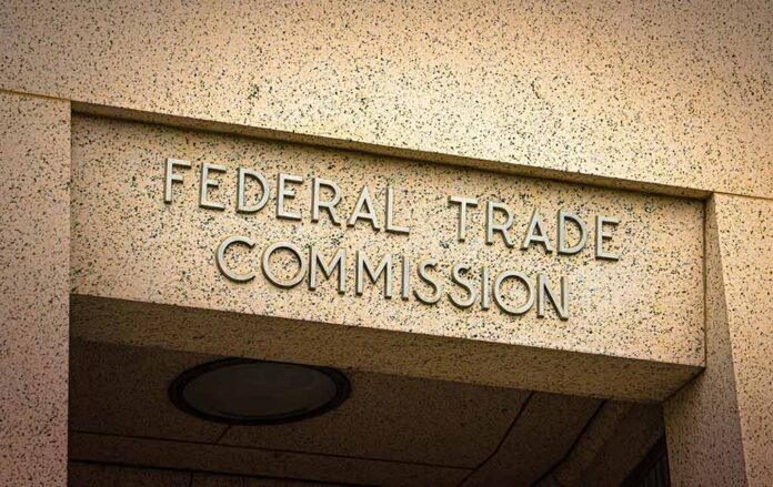 "Federal Trade Commission building sign in stone."